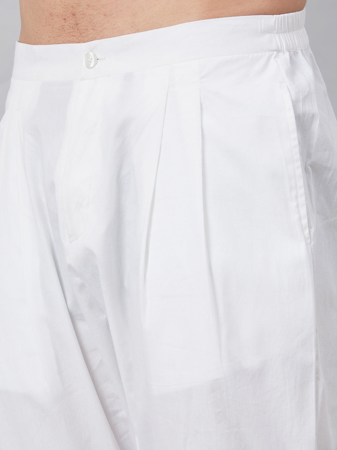 MULTI SHADES Men White Solid Trouser Style Pyjamas - Dista
