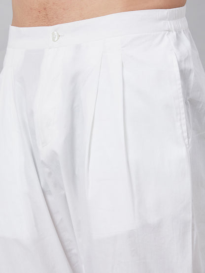 MULTI SHADES Men White Solid Trouser Style Pyjamas - Dista
