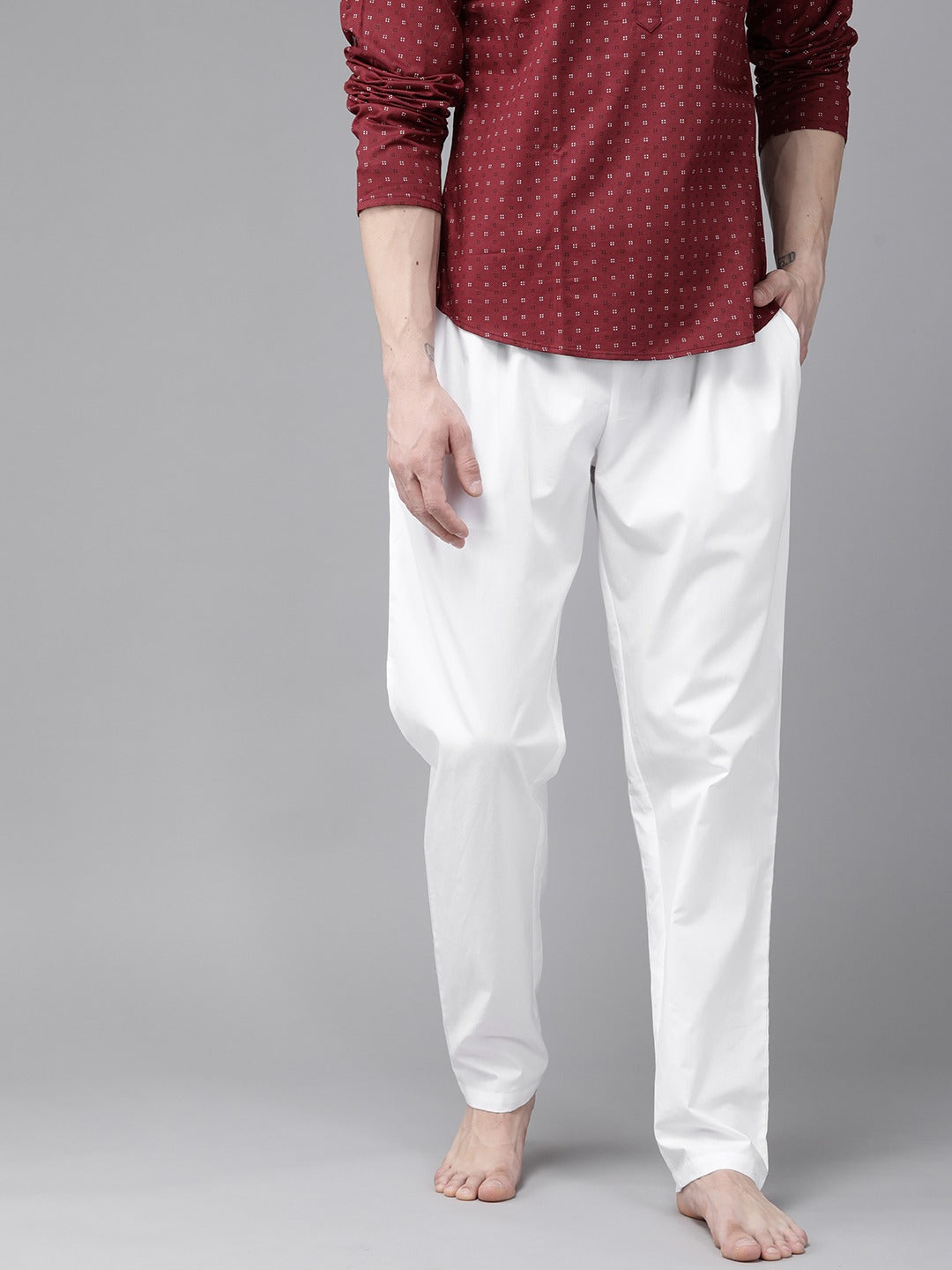 MULTI SHADES Men White Solid Pyjamas - Dista