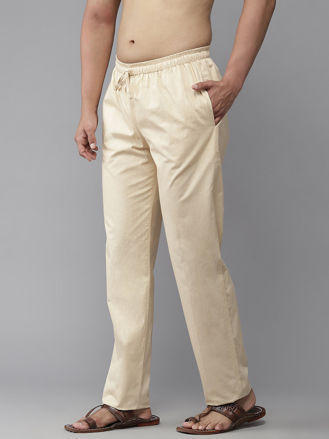 MULTI SHADES Men Beige Solid Pyjamas - Dista