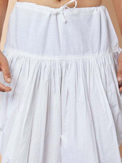 MULTI SHADES White Mid Rise Loose Fit Pure Cotton Elasticated Solid Pleated Dhoti (Salwar) - Dista