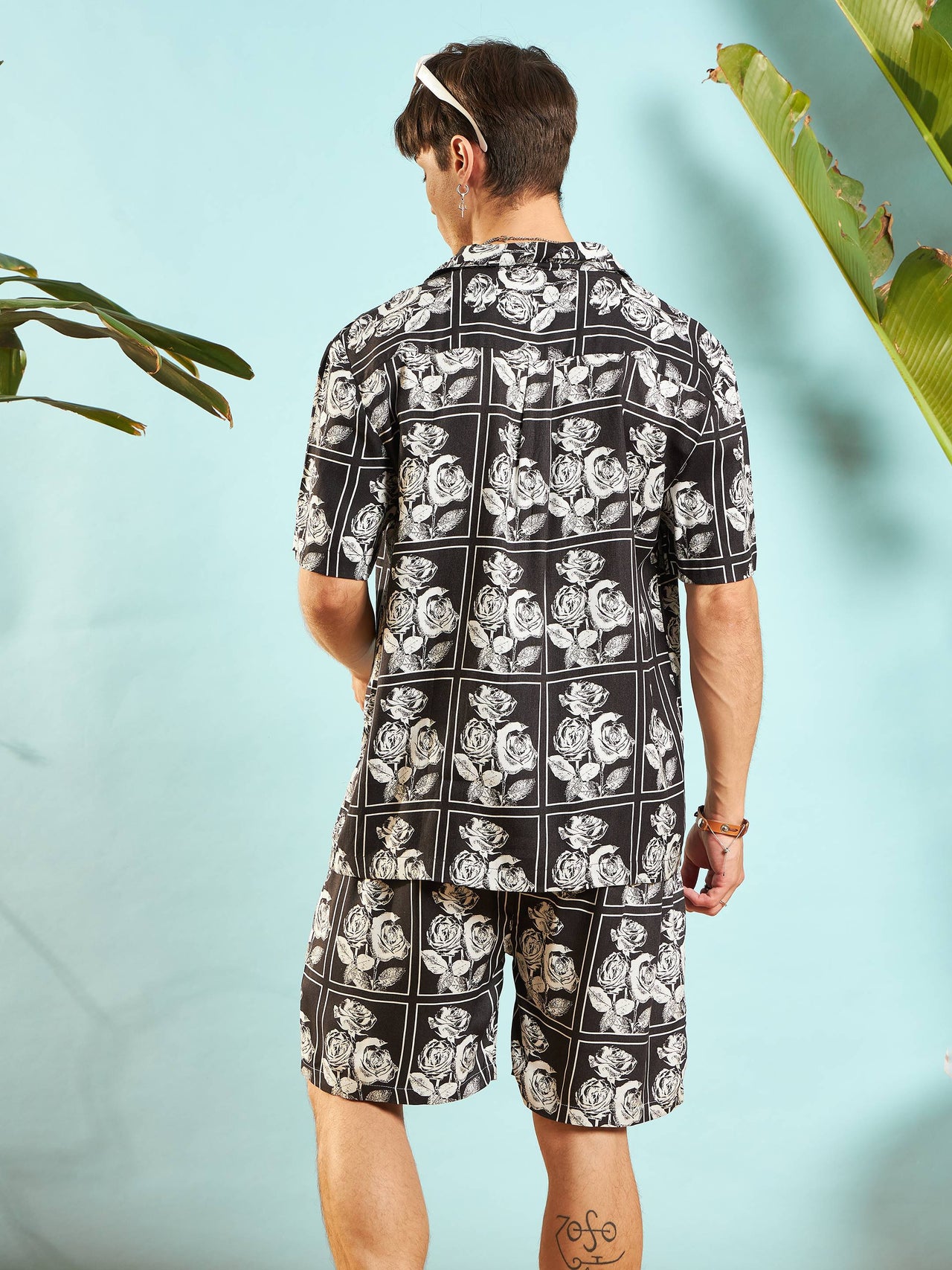 Buy Lyush Men White & Black Floral Relax Fit Short Online At