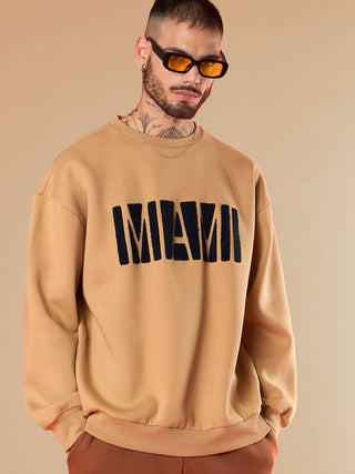 Lyush Men Beige MIAMI Embroidery Oversize Sweatshirt