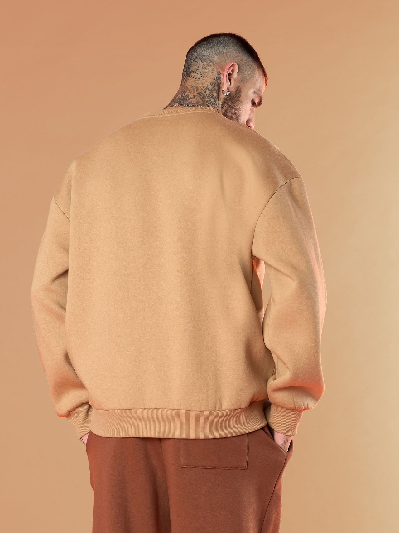 Lyush Men Beige MIAMI Embroidery Oversize Sweatshirt