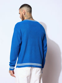 Thumbnail for Lyush Men Men & Women Blue & White Front Button Cardigan