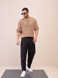 Thumbnail for Lyush Men Men & Women Beige Oversize Crochet Sweater