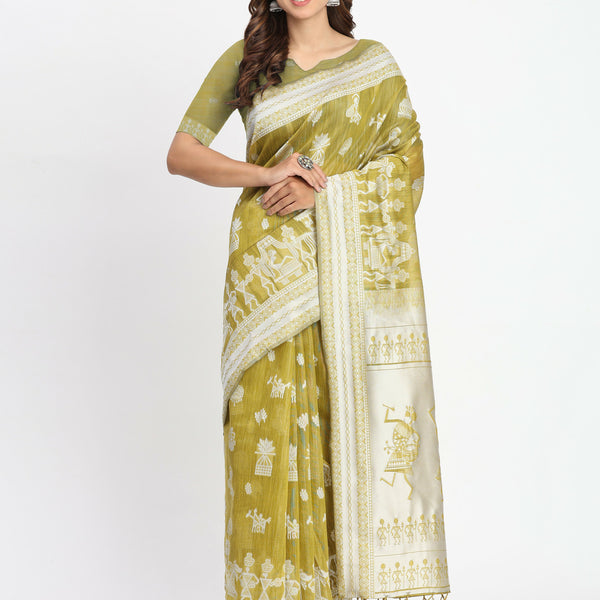 Astita Linen Cotton Purple Saree