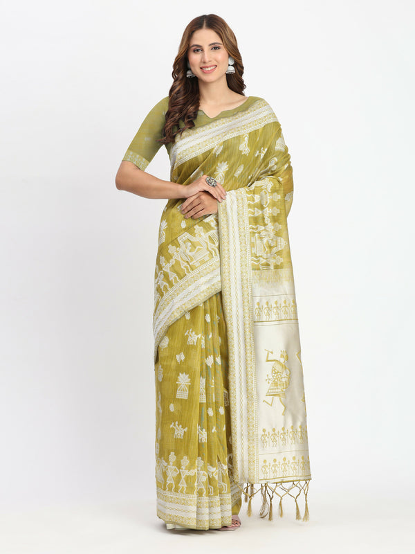 Astita Linen Cotton Purple Saree