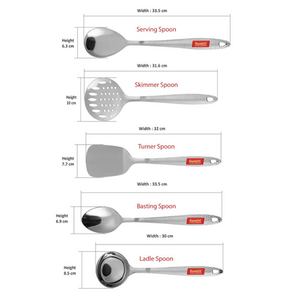 Sumeet Stainless Steel Big Serving and Cooking Spoon Set - Dista