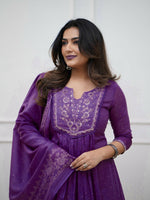 Thumbnail for The52 Women's Beautiful Cotton Fabric Embroidery Work Straight Kurta Pant and Dupatta Set - Distacart