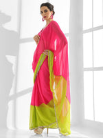 Thumbnail for Mitera Colourblocked Mirror Work Pure Chiffon Saree - Distacart