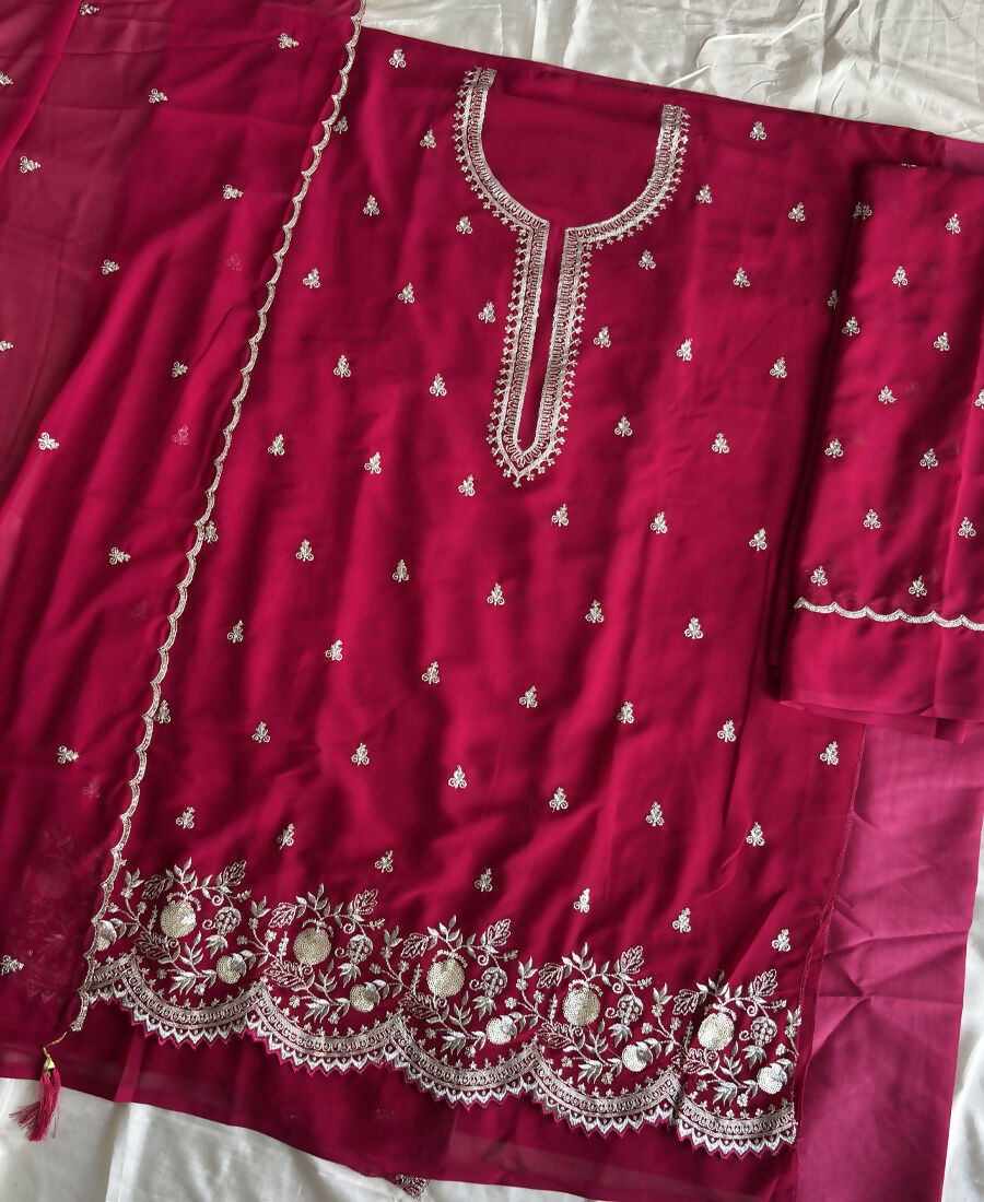 KC Bollywood Style Dark Pink Georgette Suit For Women - Dista