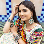 Thumbnail for Preksha Creation Indian Festive Butter Soft Silk With Digital Print And Real Mirror Work Women Lehenga Choli - White - Distacart