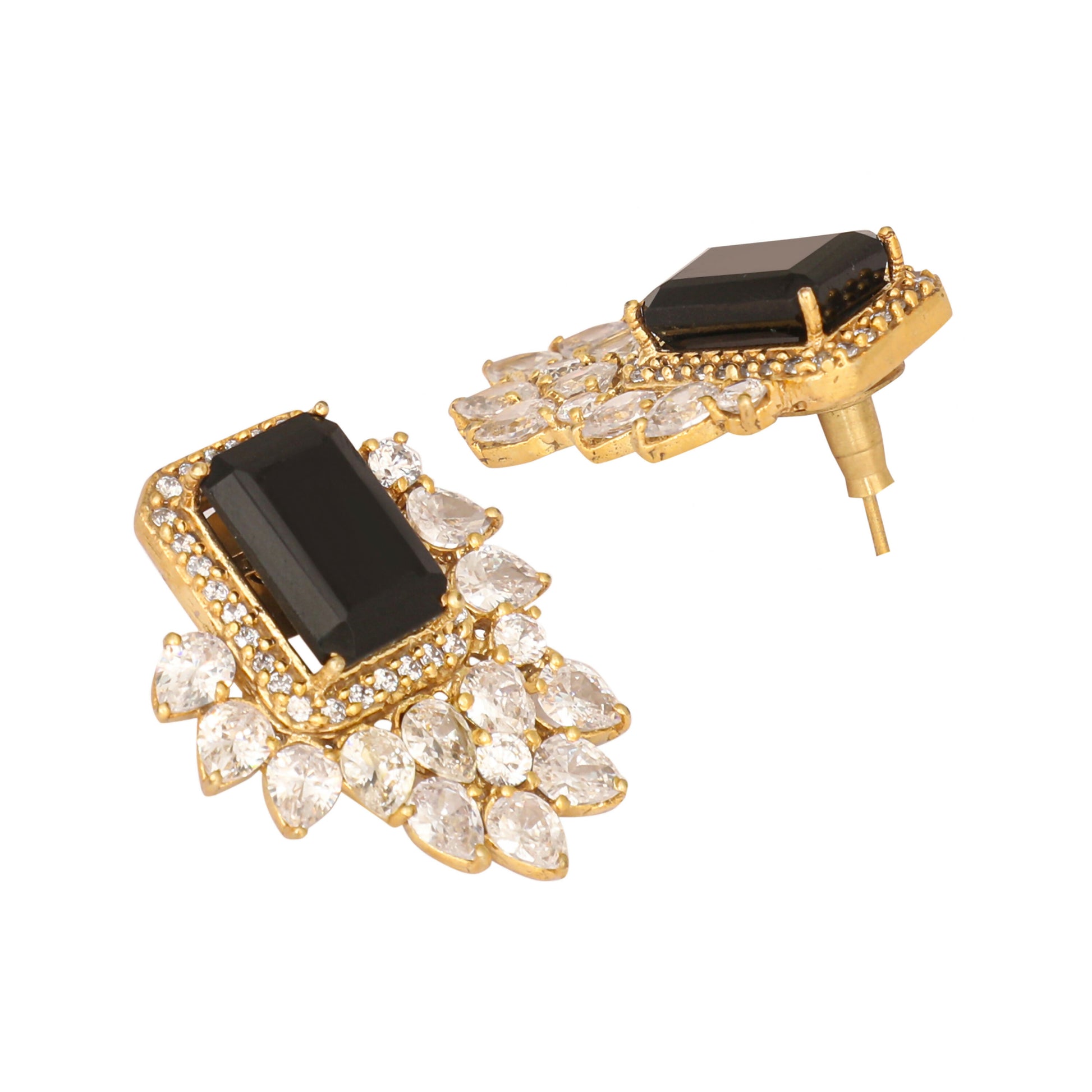 Nuyug 22K Gold Plated Noir Spark Contemporary Stud Earrings - Distacart