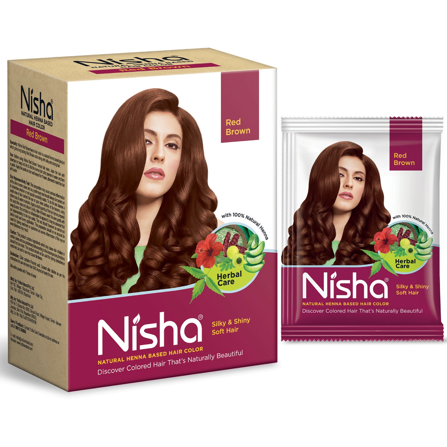 Nisha Henna Based Hair Colour for Women & Men Red Brown - Distacart
