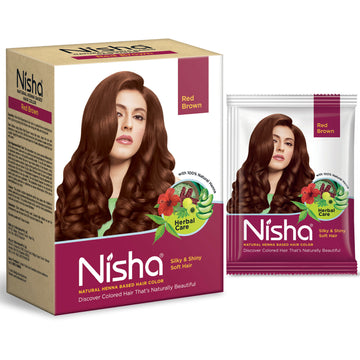 Nisha Henna Based Hair Colour for Women & Men Red Brown - Distacart