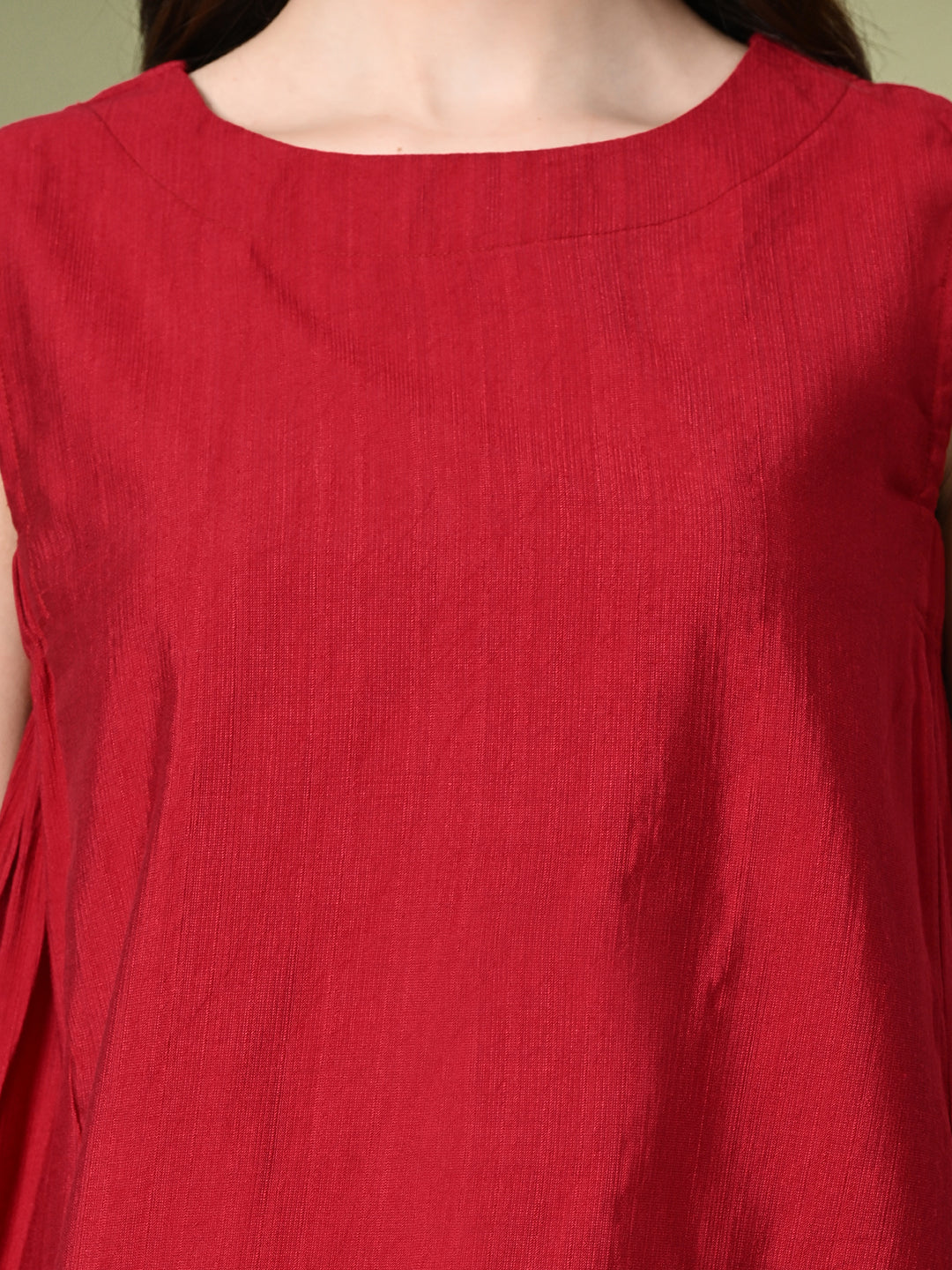 Myshka Women's Solid Embellished Sleeveless Casual Tops In Red Color - Distacart
