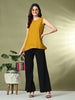 Myshka Women's Solid Embellished Sleeveless Casual Tops In Mustard Color - Distacart