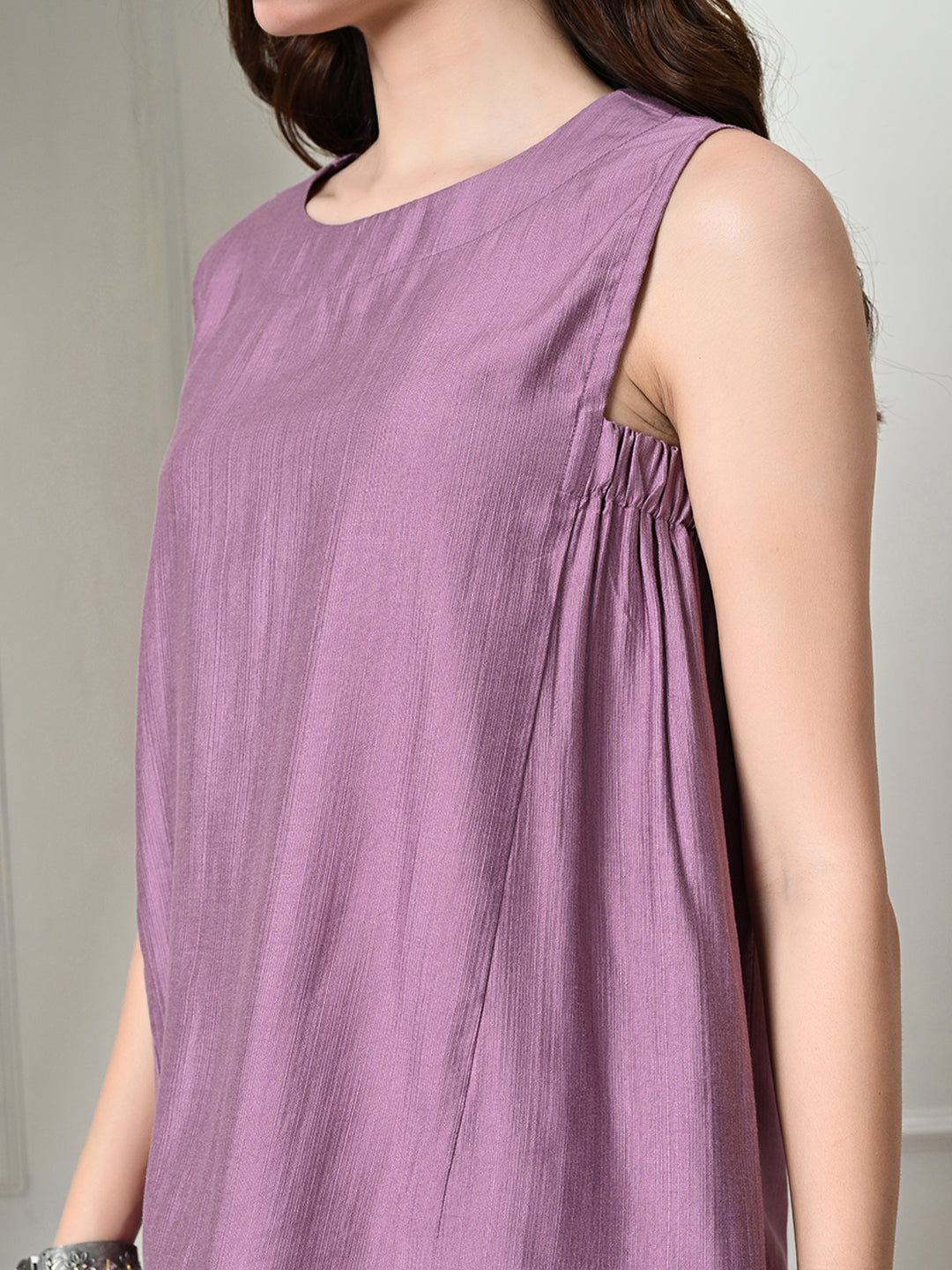 Myshka Women's Solid Embellished Sleeveless Casual Tops In Lavender Color - Distacart