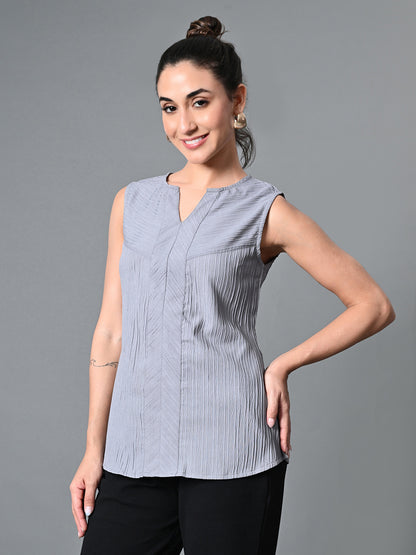Myshka Women's Keyhole Neck Sleeveless Top in Grey Color - Distacart