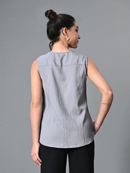 Myshka Women's Keyhole Neck Sleeveless Top in Grey Color - Distacart