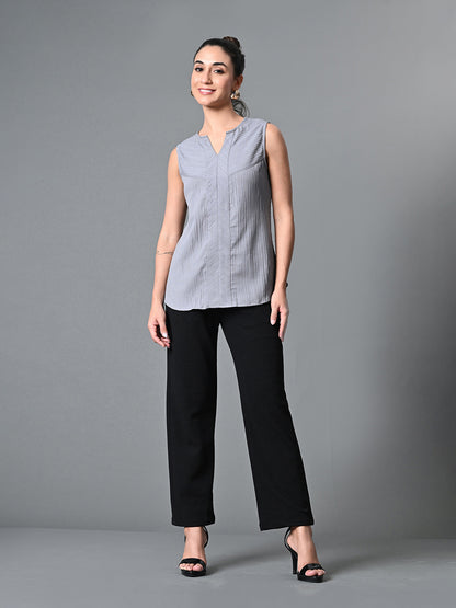Myshka Women's Keyhole Neck Sleeveless Top in Grey Color - Distacart