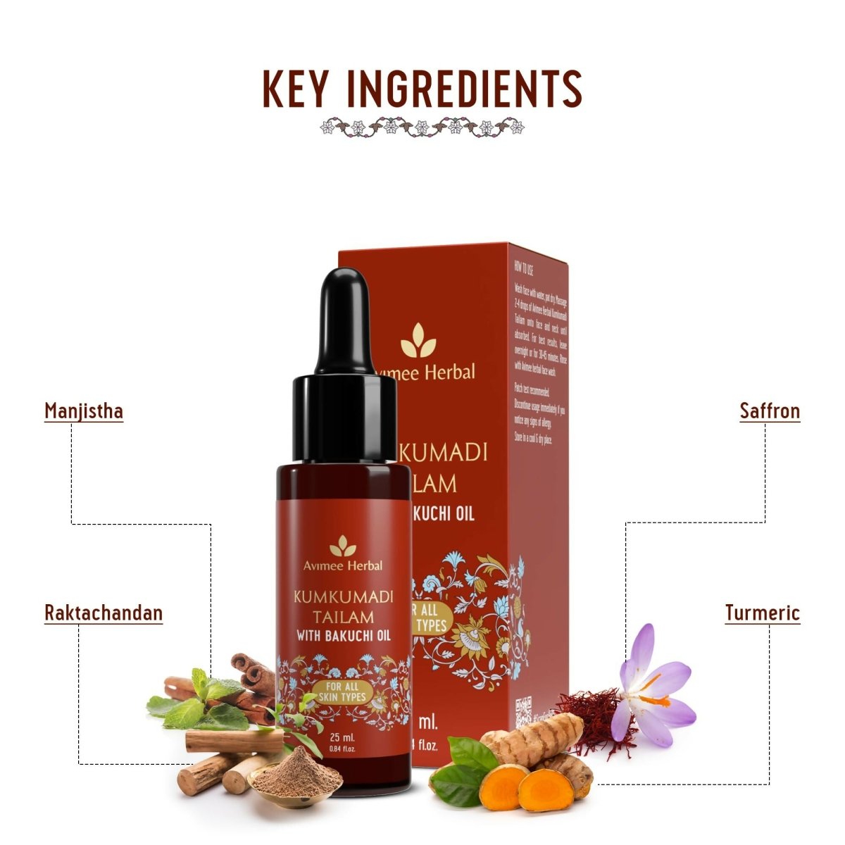 Avimee Herbal Kumkumadi Tailam With Bakuchi Oil - Distacart