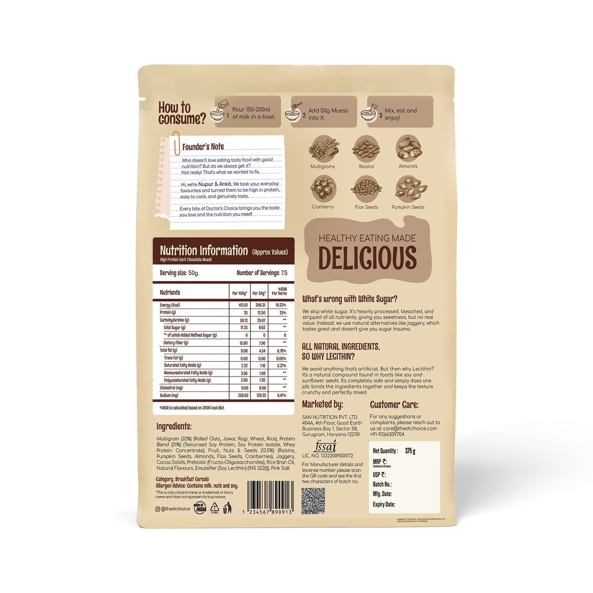 Doctor's Choice Protein Muesli 375 GM - Dista