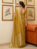 Thumbnail for Anaita Mustard Woven Tissue Silk Saree With Blouse - Dista