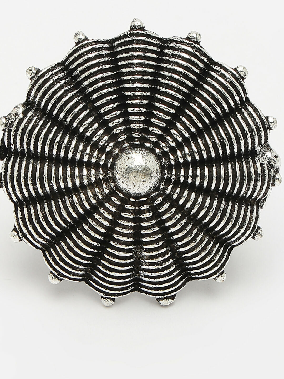 NVR Women's Silver-Toned Floral Shape Adjustable Finger Ring - Distacart