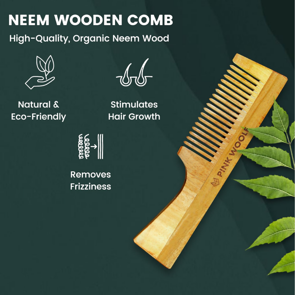 Pink Woolf Neem Wood Comb - Dista