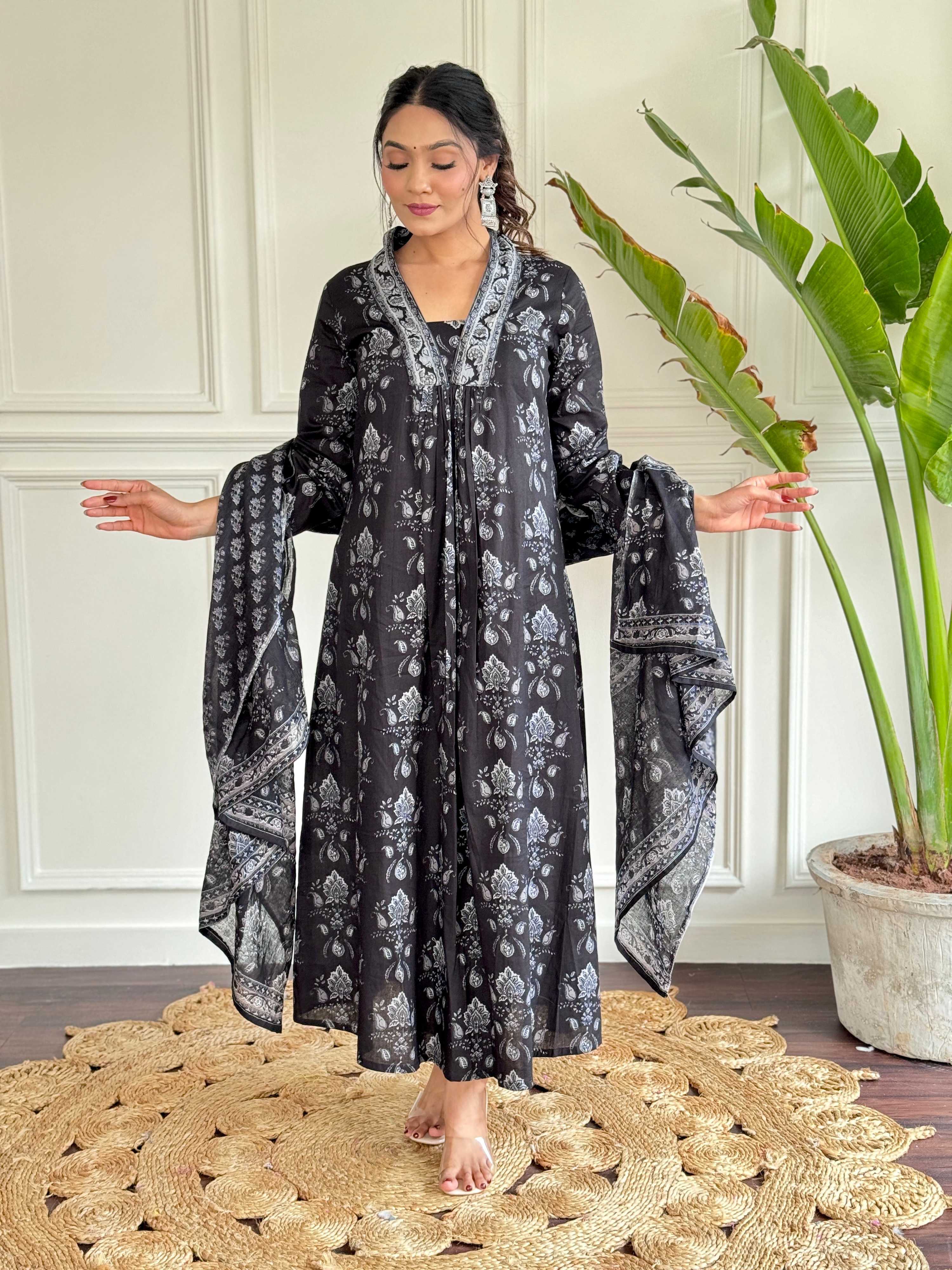 The52 Pure Cotton Fabric Printed Work Kurta, Pant and Dupatta Set