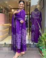 Thumbnail for The52 Silk Blend Printed Fabric work Straight cut Kurta, Pant and Dupatta Set