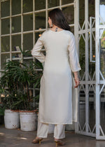 Thumbnail for The52 Beautiful Embroidered Viscose Chanderi Fabric Straight Kurta, Pant and Dupatta Set