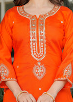 Thumbnail for The52 Beautiful Embroidered Viscose Chanderi Fabric Straight Kurta, Pant and Dupatta Set