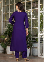 Thumbnail for The52 Beautiful Embroidered Viscose Chanderi Fabric Straight Kurta, Pant and Dupatta Set