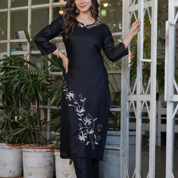 The52 Beautiful Thread Work Viscose Rayon Fabric Straight Kurta, Pant and Dupatta Set