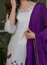 Thumbnail for The52 Beautiful Thread Work Viscose Rayon Fabric Straight Kurta, Pant and Dupatta Set