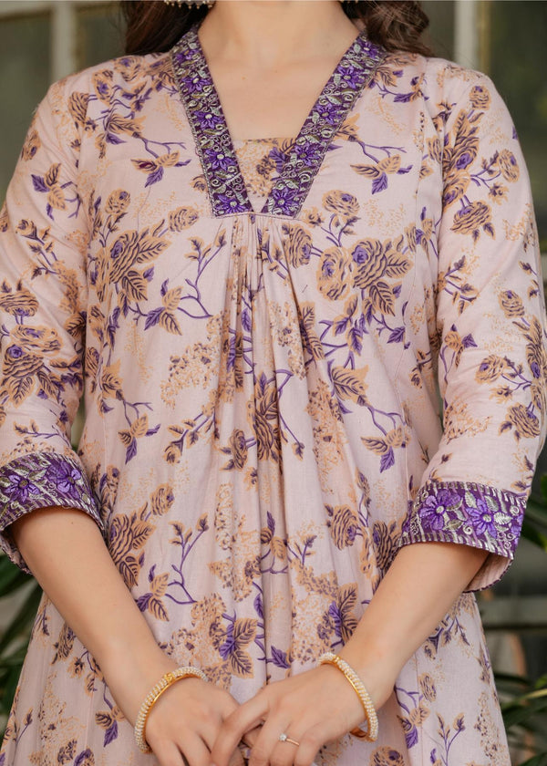 The52 Women's Printed Pure Cotton Fabric Straight Kurta, Pant and Dupatta Set