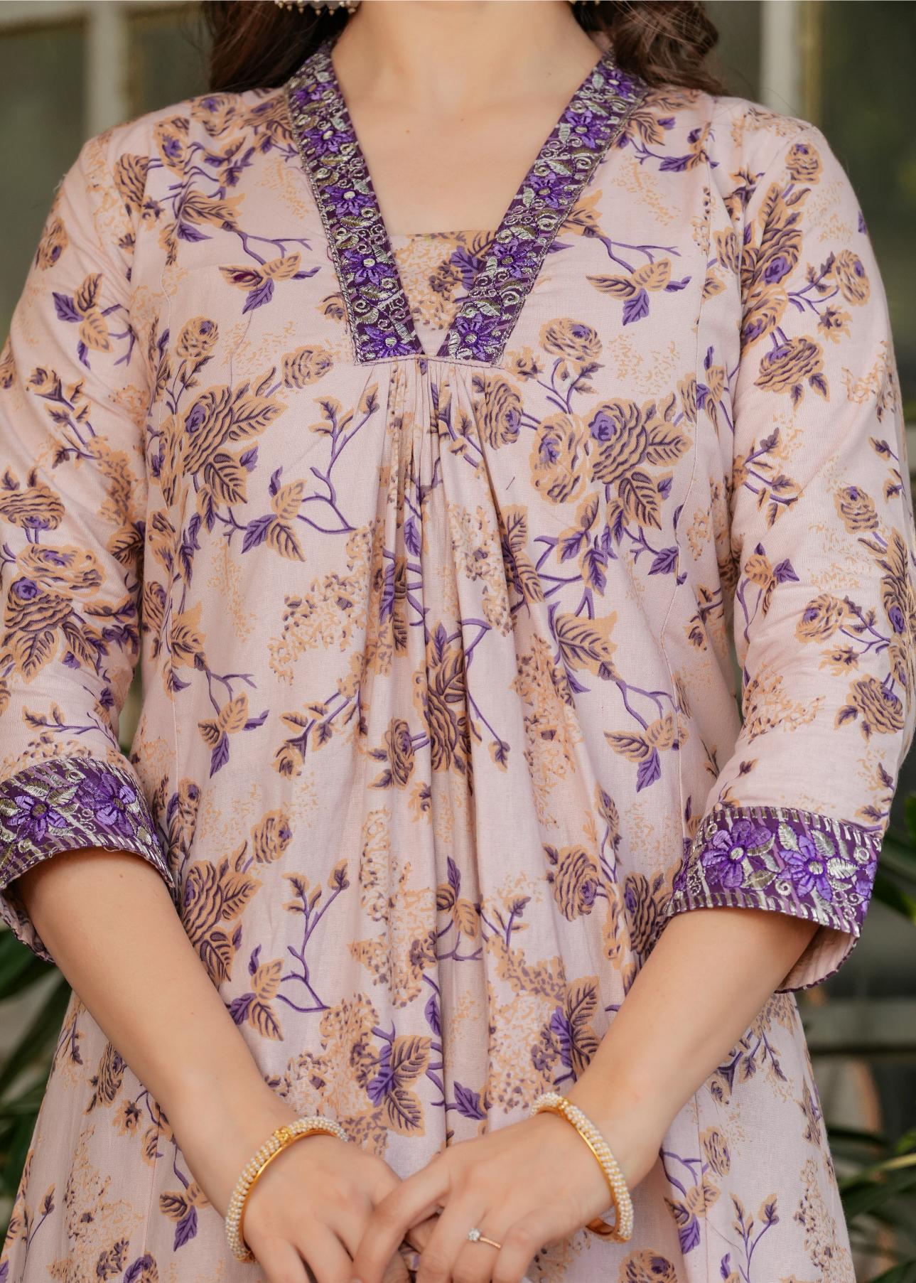 The52 Women's Printed Pure Cotton Fabric Straight Kurta, Pant and Dupatta Set