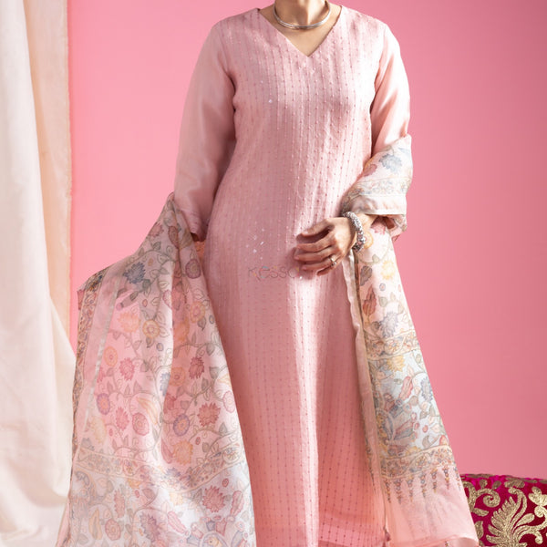 The52 Beautiful Viscose Chanderi Fabric Straight Kurta, Pant and Dupatta Set - Distacart