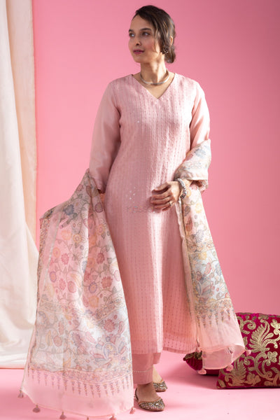 The52 Beautiful Viscose Chanderi Fabric Straight Kurta, Pant and Dupatta Set