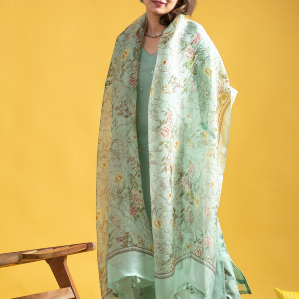 The52 Beautiful Viscose Chanderi Fabric Straight Kurta, Pant and Dupatta Set - Distacart