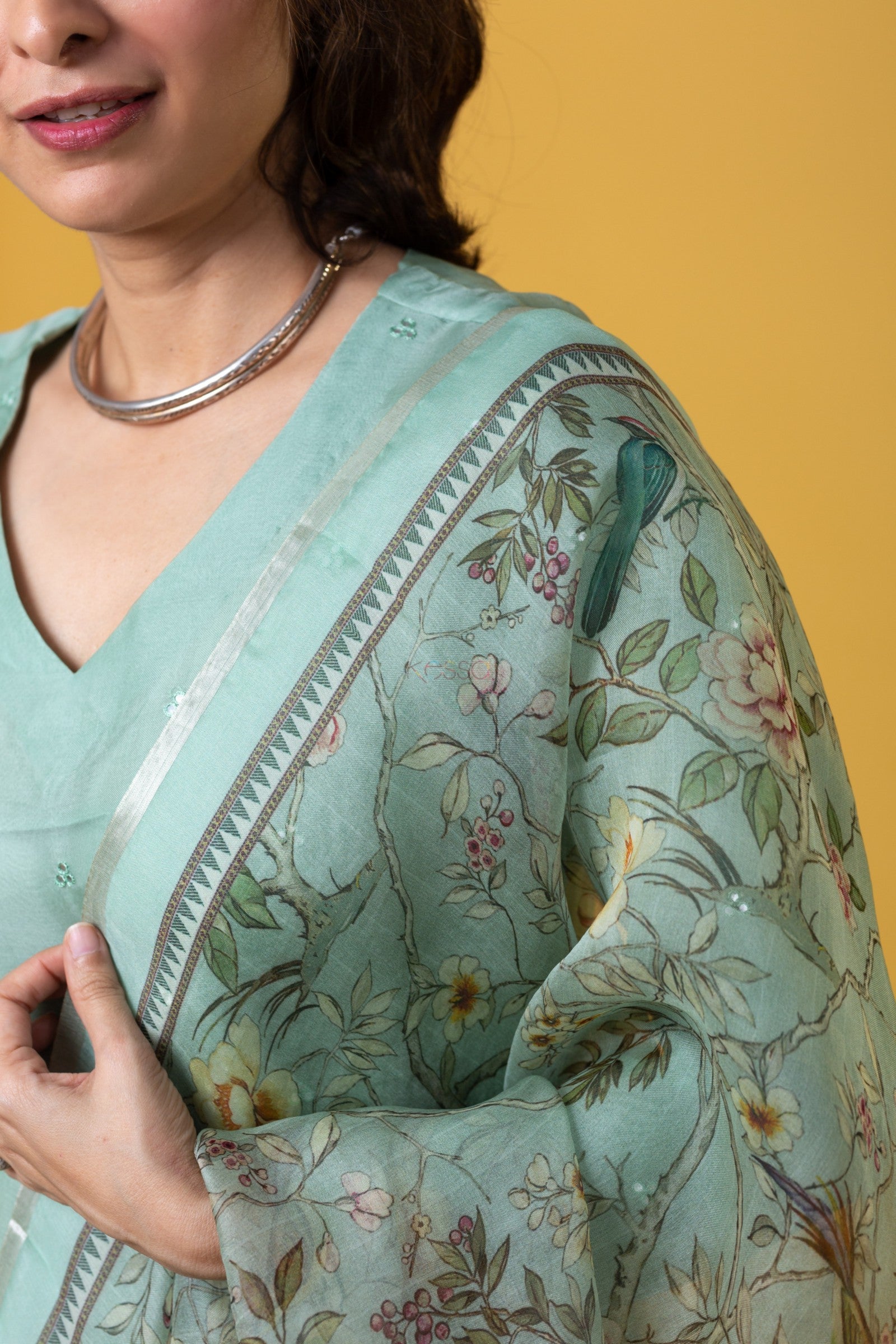 The52 Beautiful Viscose Chanderi Fabric Straight Kurta, Pant and Dupatta Set