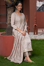 Thumbnail for The52 Women's Gorgeous Vichitra Silk Embroidery Straight Kurta with Pant and Dupatta Set