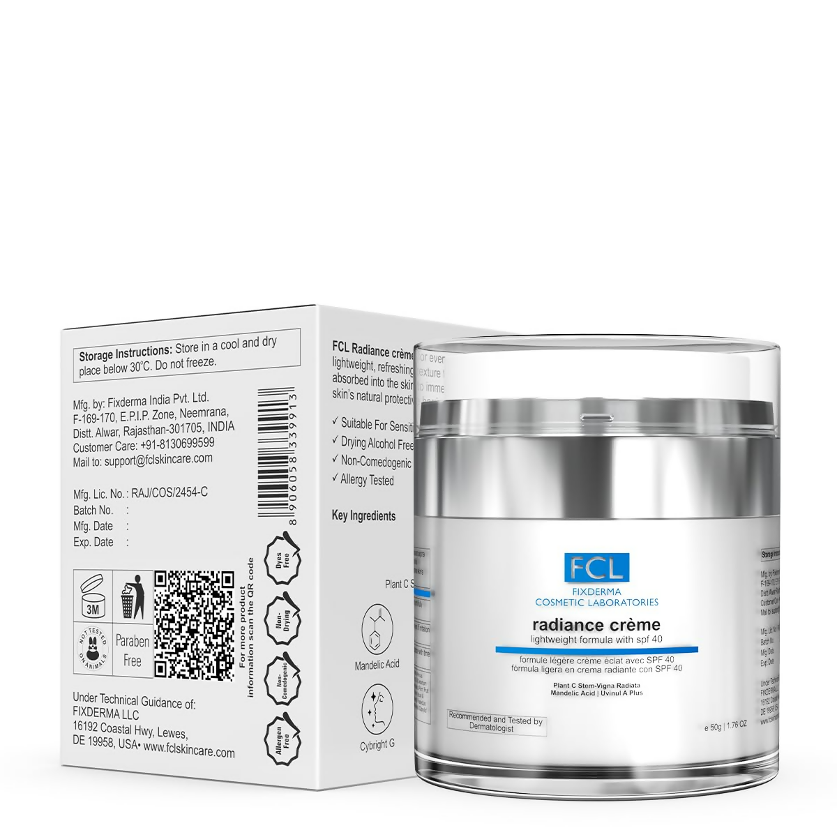 FCL Radiance Lightweight Formula With SPF40 Sunscreen Cream - Distacart