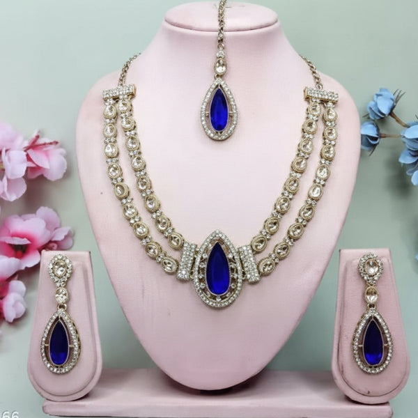 Jewel City Teardrop Bridal Necklace Set with Earrings & Maang Tikka - Ethnic Wedding Jewelry for Brides & Parties - Distacart