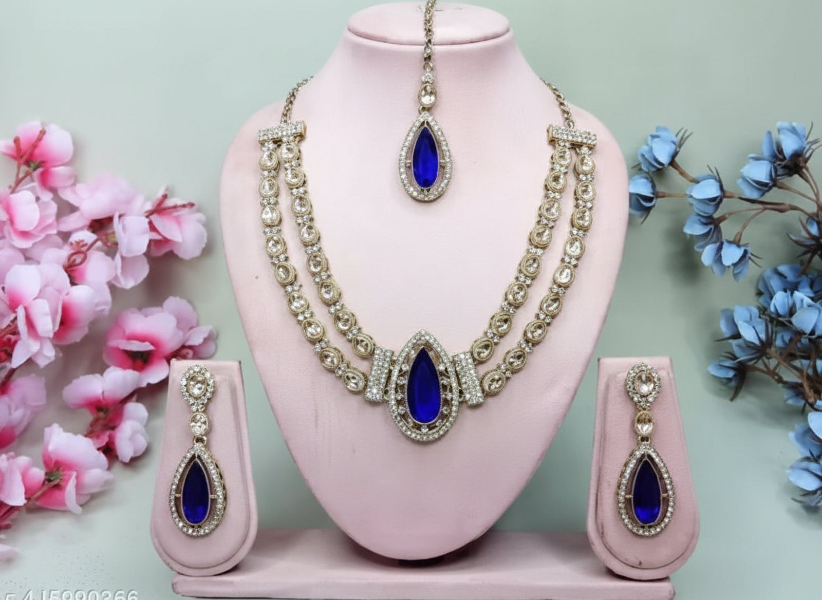 Jewel City Teardrop Bridal Necklace Set with Earrings & Maang Tikka - Ethnic Wedding Jewelry for Brides & Parties - Distacart