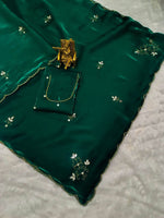 Thumbnail for NOZ2TOZ Women's Jimmy Choo Hand Work Hand Work Green Saree With Blouse Piece - Distacart