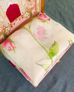 Thumbnail for NOZ2TOZ Women's Organza Digital print Hand Work Cream Saree With Blouse Piece - Distacart